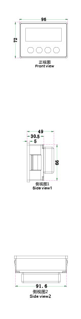 磁性位移测量仪MA10S三视效果图